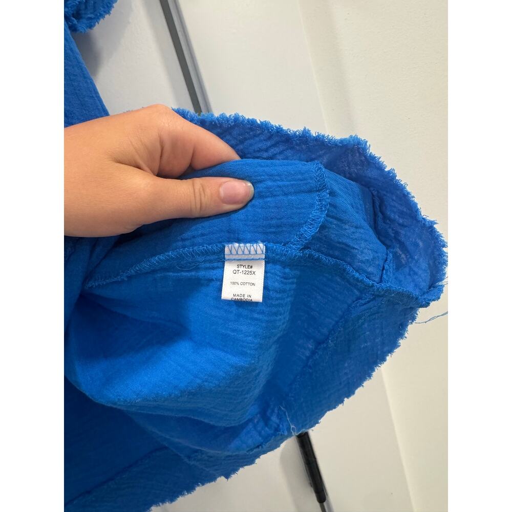 Zenana Boutique blue raw edge blouse 2X - Picture 5 of 6